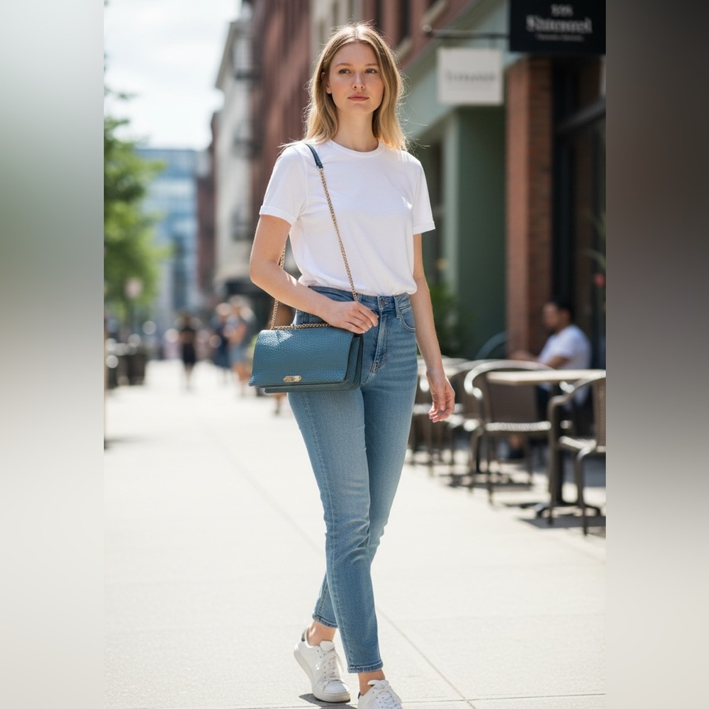 Burberry Textured Blue Leather Clutch - Picture 2 of 11